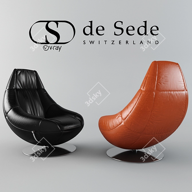 Luxury Swivel Armchair: De Sede DS-166 3D model image 1