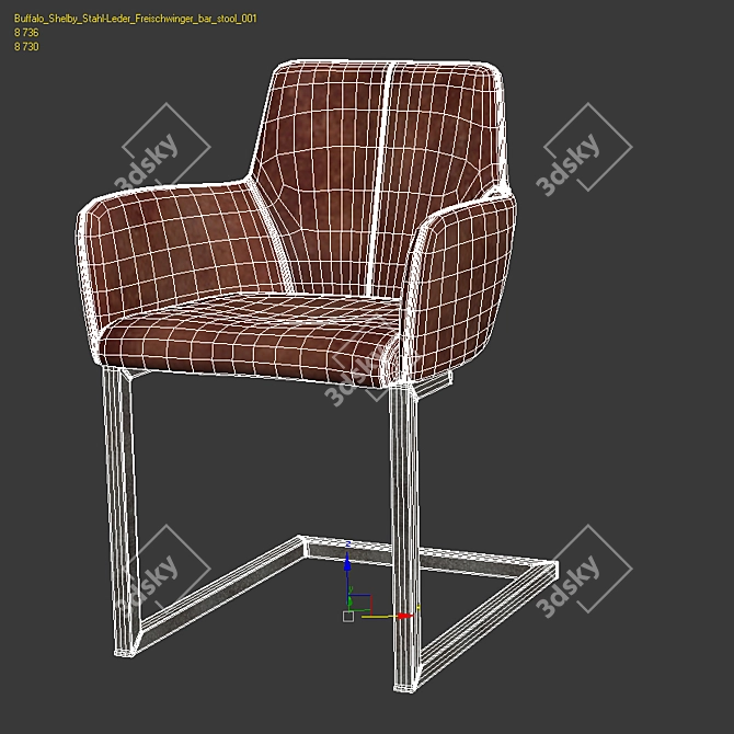 Rustic Buffalo Shelby Armchair 3D model image 2