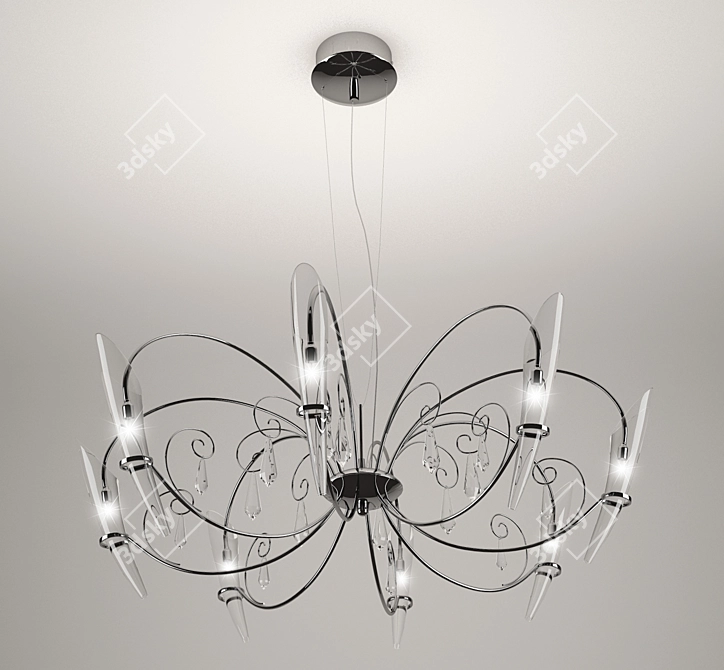 Chrome Scarabeo Pendant Chandelier 3D model image 1