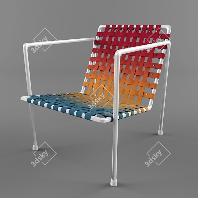 Vibrant Dyed Leather Chair 3D model image 2