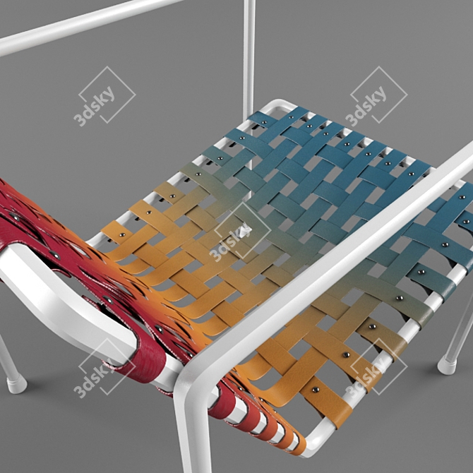 Vibrant Dyed Leather Chair 3D model image 3