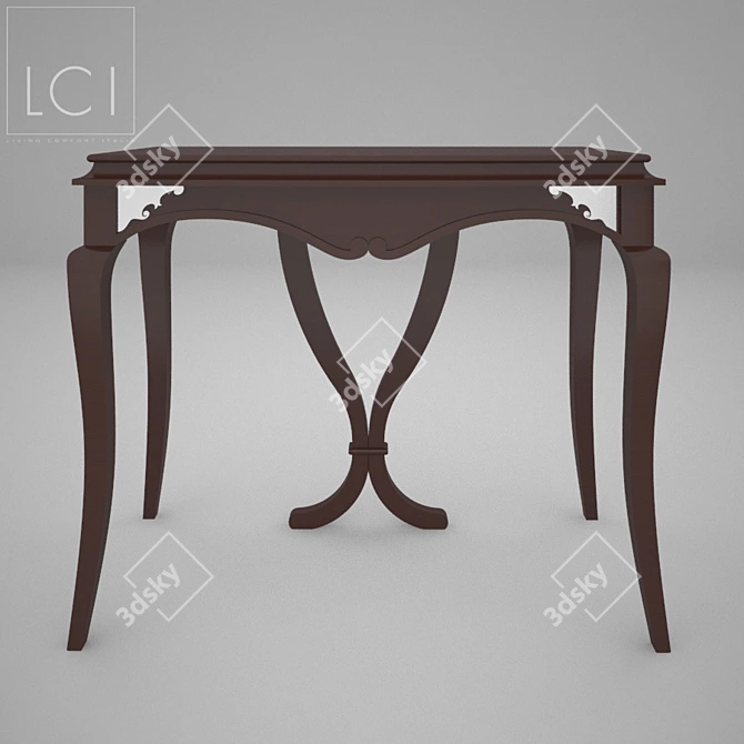 LCI Decora Wooden Table with Metal Inserts 3D model image 1