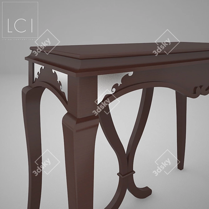 LCI Decora Wooden Table with Metal Inserts 3D model image 2