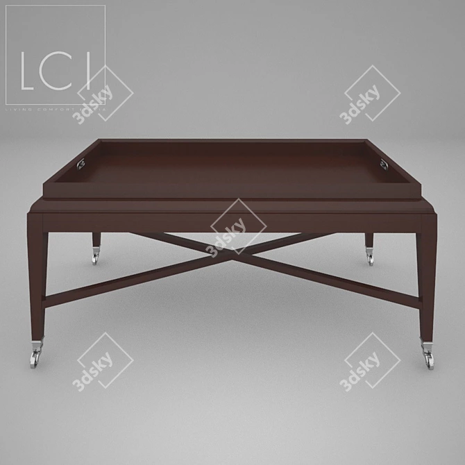 LCI Decora Art Coffee Table: Elegant Wood with Metal Inserts 3D model image 1