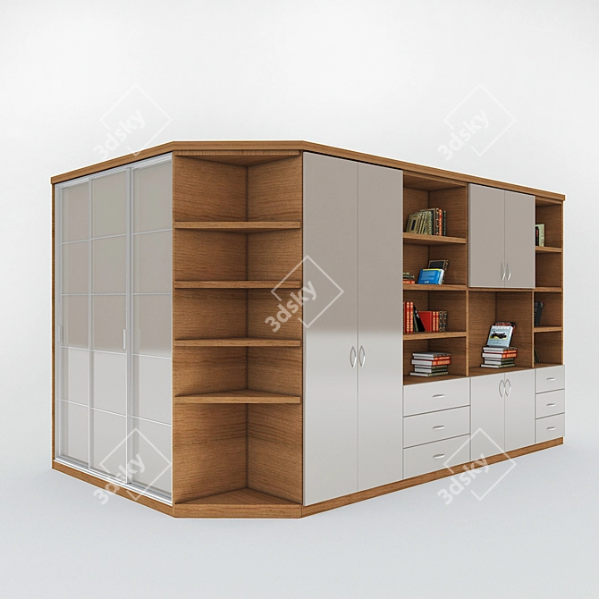 Modern MDF Corner Cabinet 3D model image 1