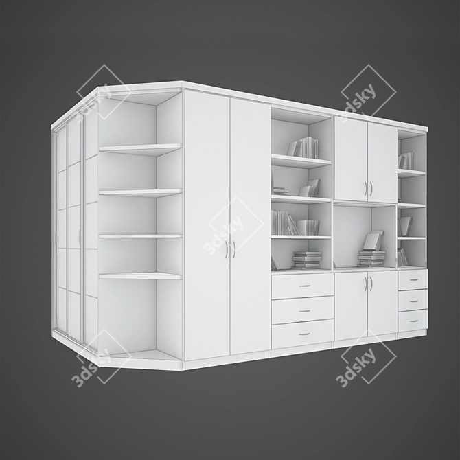 Modern MDF Corner Cabinet 3D model image 2