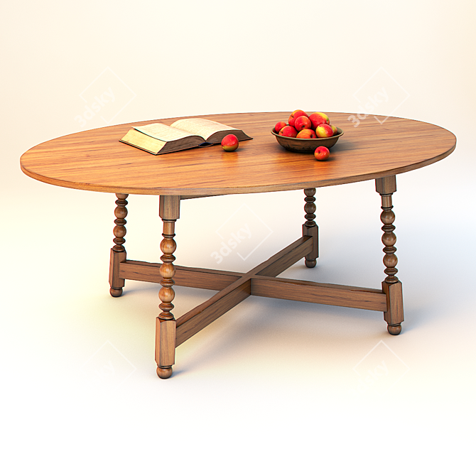 English Style Dining Table 3D model image 1