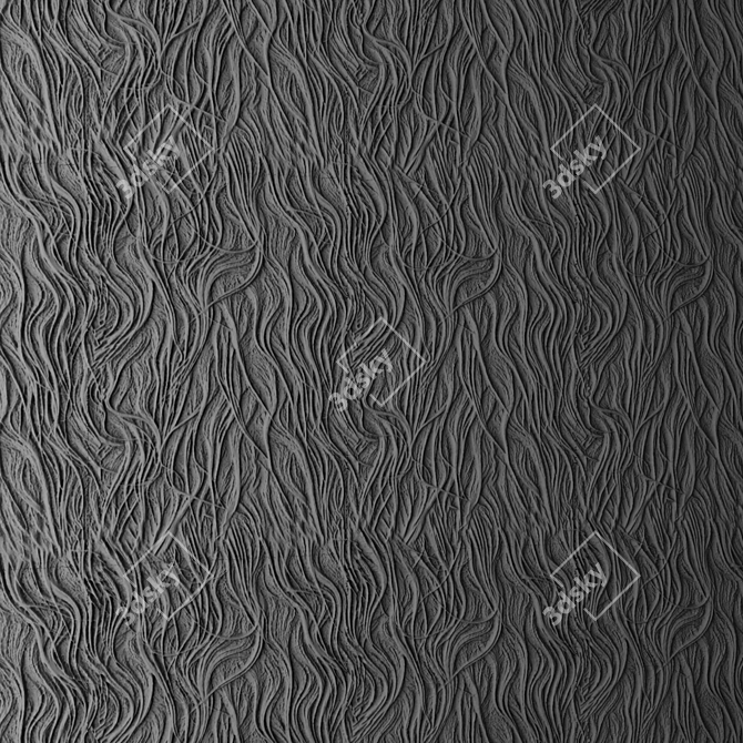 3D Abstract Wall Panel - Luxury Black and Gold Decor 3D model image 2