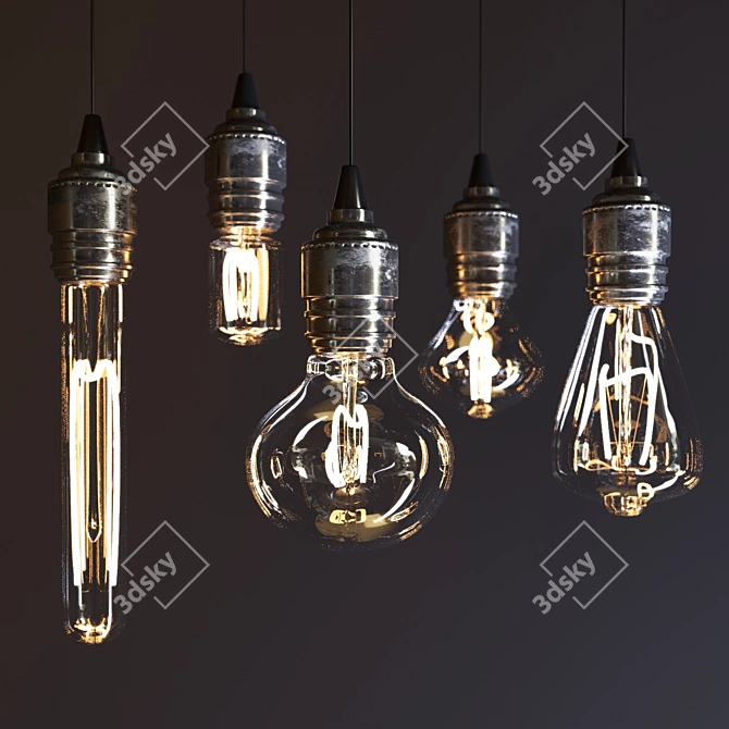 Vintage Edison Light Pendant 3D model image 1