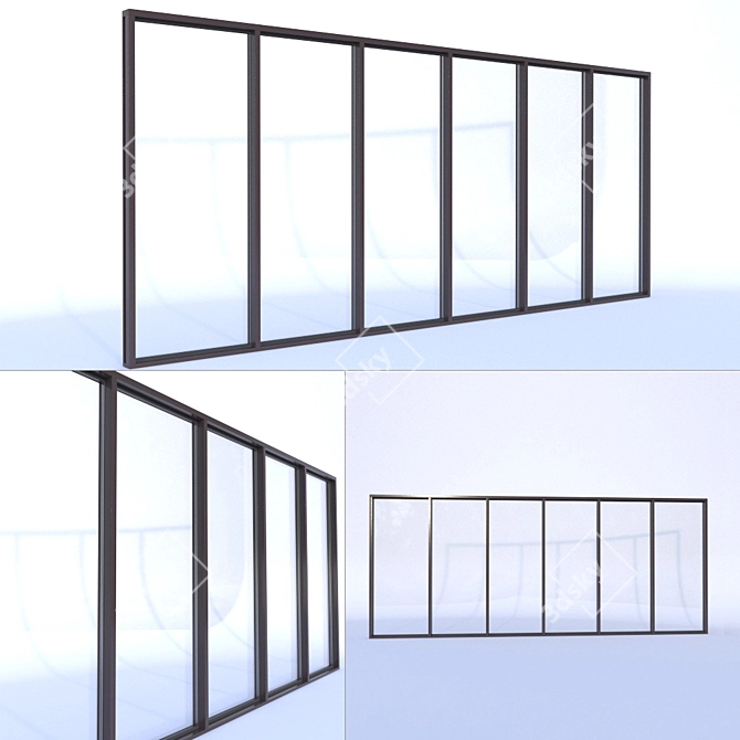 Double Glass Wall Glazing 3D model image 1