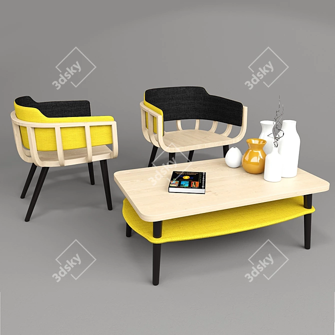 Elegant and Edgy: The Frame Armchair 3D model image 1