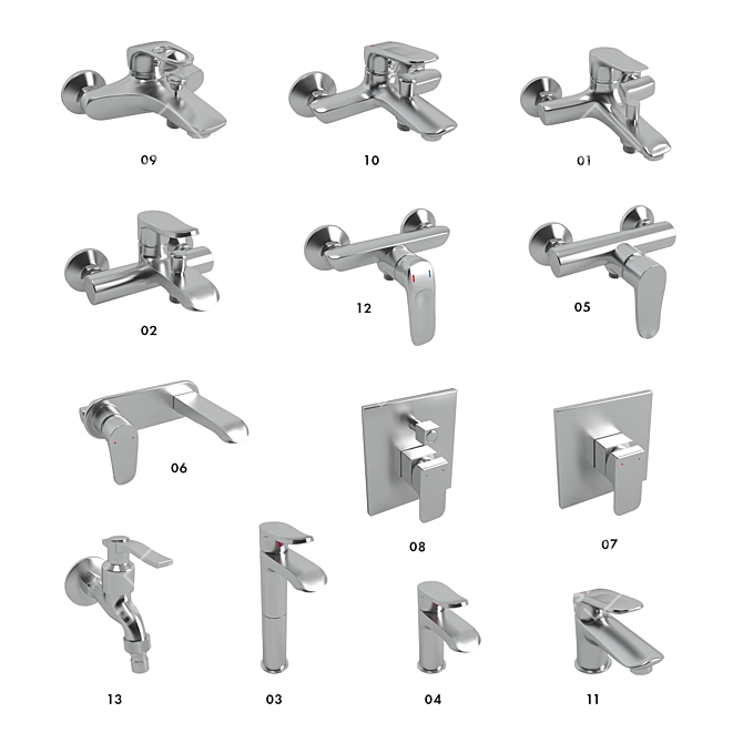 13 Modern Faucet Models 3D model image 1