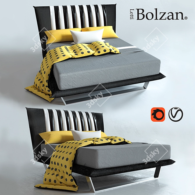 Elegant Bolzan Bed 3D model image 1