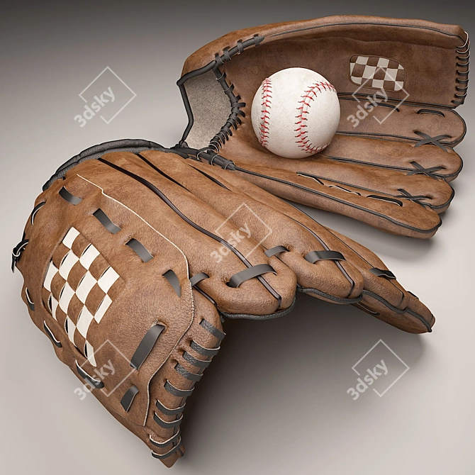 Baseball Glove & Bat Kit 3D model image 2