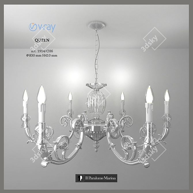 Italian Queen Chandelier - Aqua Marina Bath Design 3D model image 1