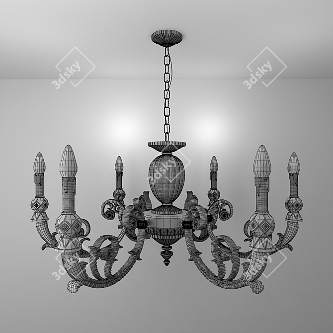 Italian Queen Chandelier - Aqua Marina Bath Design 3D model image 2