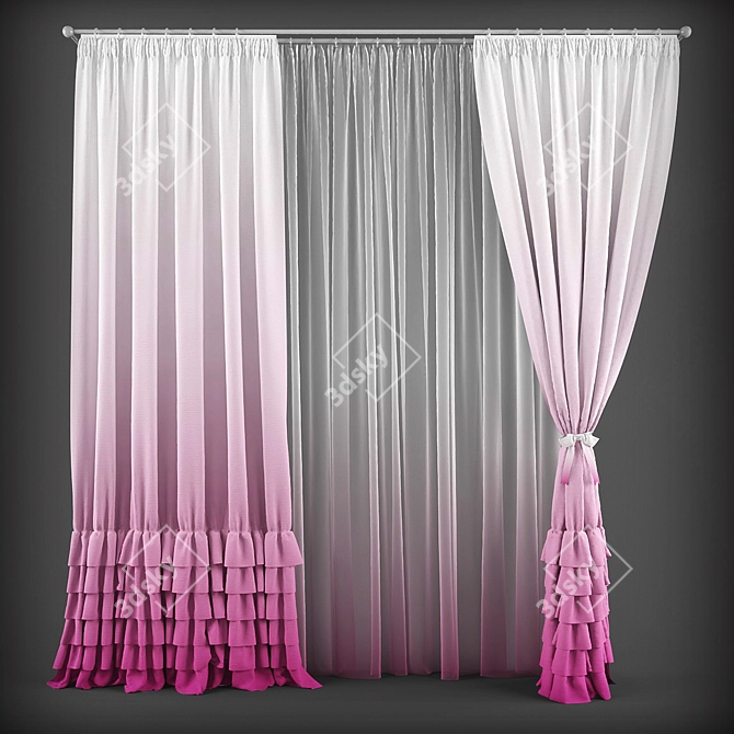 Modern Style Curtains 3D model image 1