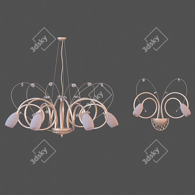 Elegant Kikka Oro Chandelier & Sconces 3D model image 1