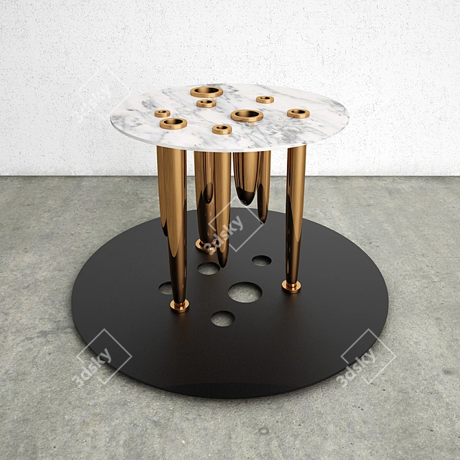 Marble Glory Holes: Stylish Multi-functional Coffee Table. 3D model image 2