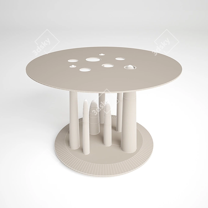 Marble Glory Holes: Stylish Multi-functional Coffee Table. 3D model image 3