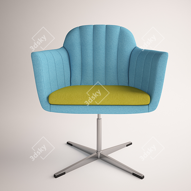 Modern Office Chair: Two-Tone Fabric Upholstery, Metal Base 3D model image 1