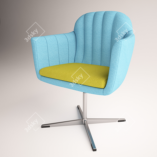 Modern Office Chair: Two-Tone Fabric Upholstery, Metal Base 3D model image 3