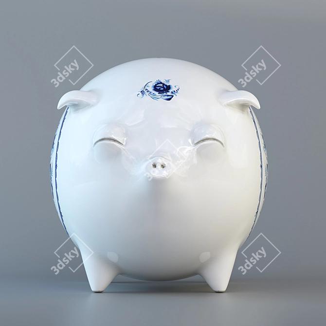 Porcelain Piggy Bank 3D model image 3