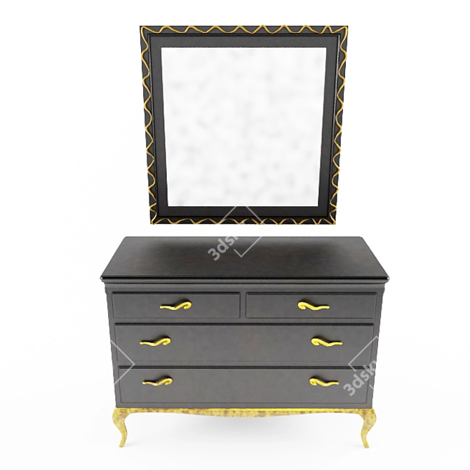 Elegant Storage Set: Drawer & Mirror 3D model image 1