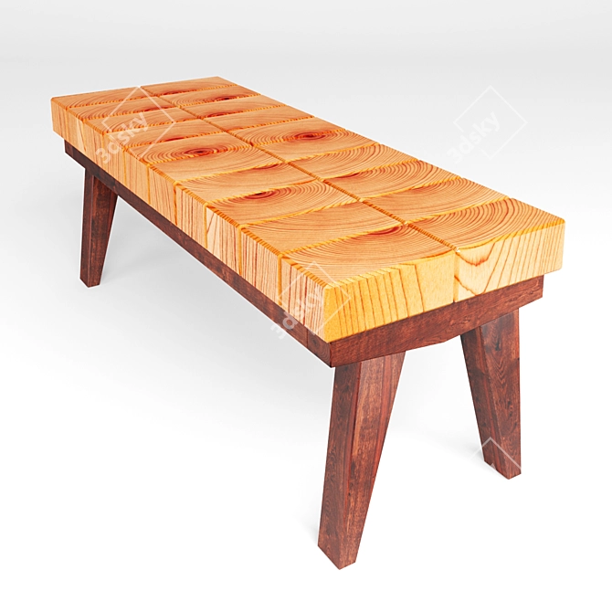 Timber Collection Block Bench 3D model image 1