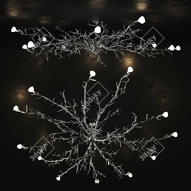 Twiggy Chandelier: Exquisite Floral Design 3D model image 1