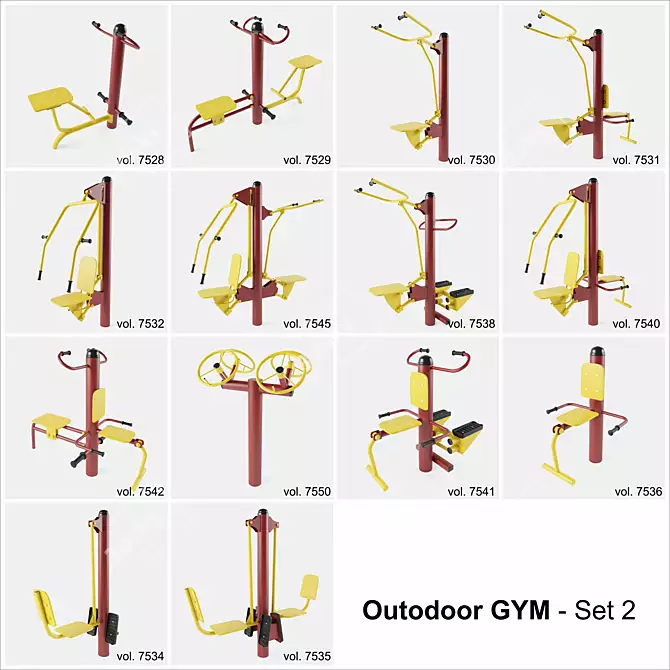 Outdoor Gym Set 2: Versatile Fitness Equipment 3D model image 1