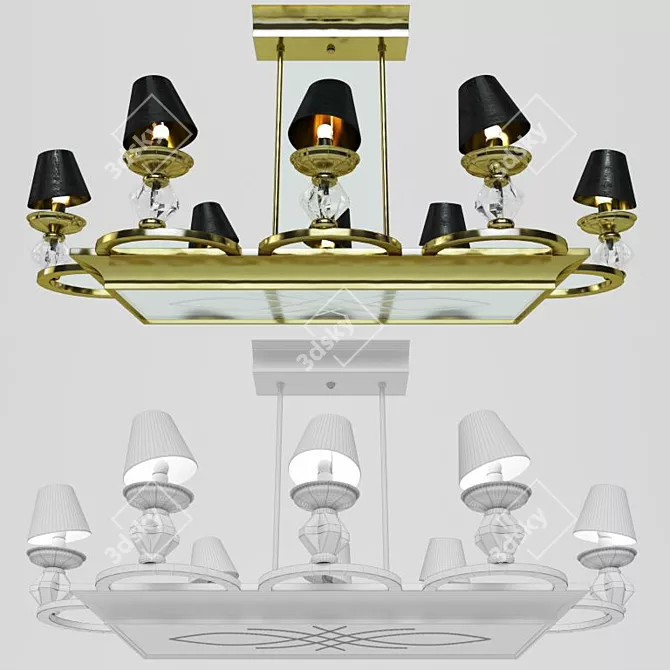 Vintage Maison Petitot Rectangular Chandelier 3D model image 2