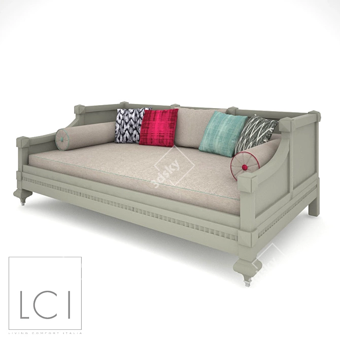 Italian Wood Sofa-Bed: LCI Decora 3D model image 1