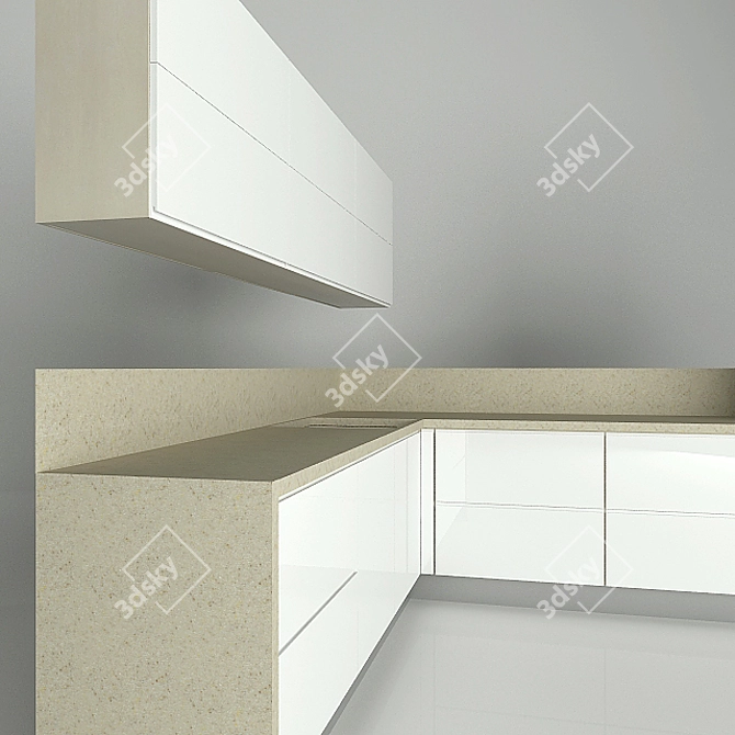 Modern White Kitchen Set 3D model image 2