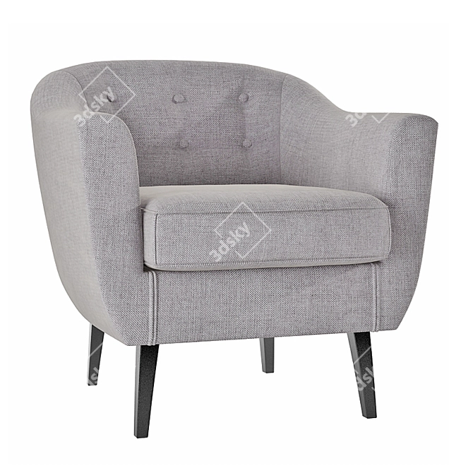 Nora Grey Accent Chair: Stylish, Comfortable, and Durable 3D model image 1