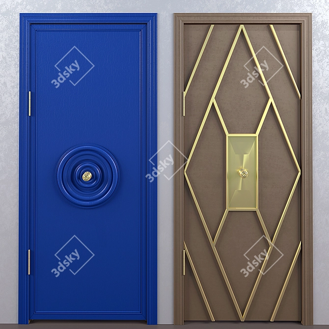 Vibrant Decorative Doors 3D model image 1