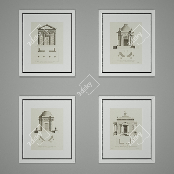 Elegant Eichholtz Architectural Prints 3D model image 1