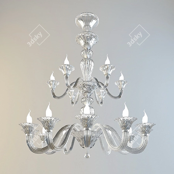 Magnolia Blossom Glass Chandelier 3D model image 1