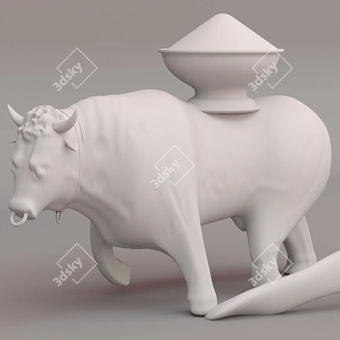 Elegant Bull Sculpture 3D model image 1