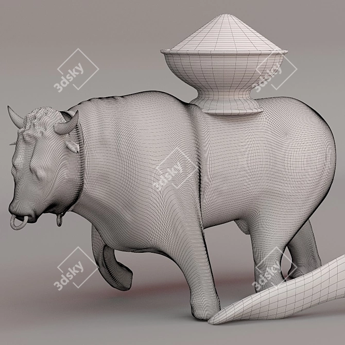 Elegant Bull Sculpture 3D model image 2