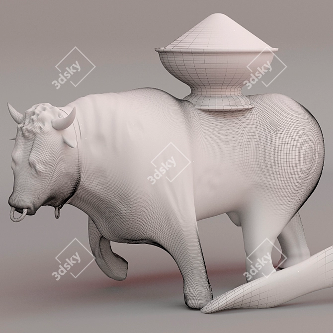 Elegant Bull Sculpture 3D model image 3