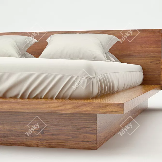 Rustic Elegance: Riva 1920 Wooden Bed 3D model image 2