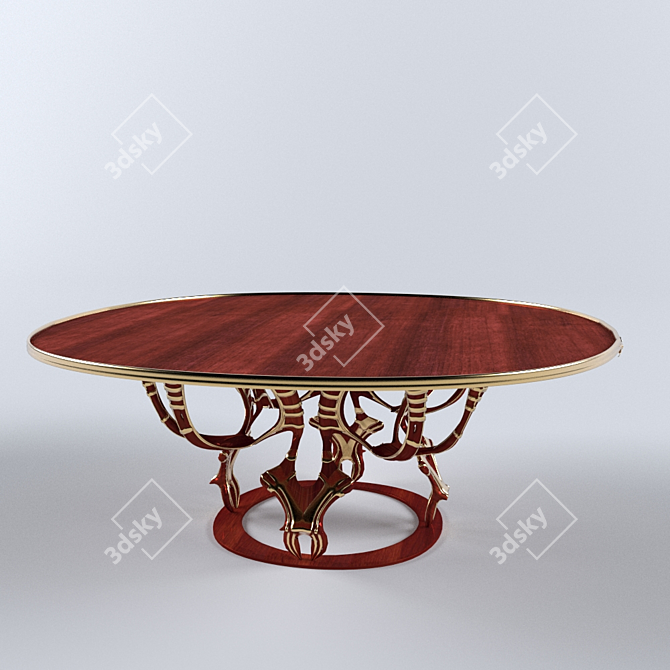 Elegant Gilded Wooden Table 3D model image 2