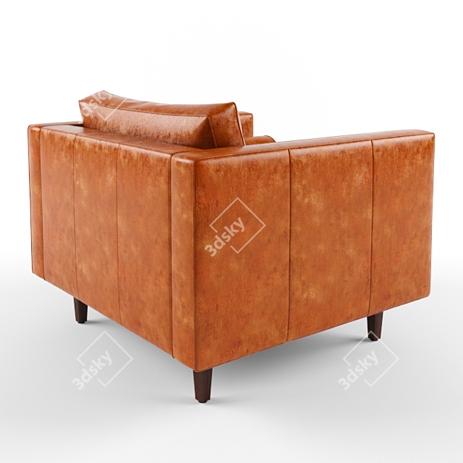 Title: Retro Chic Leather Chair with Wooden Base 3D model image 2