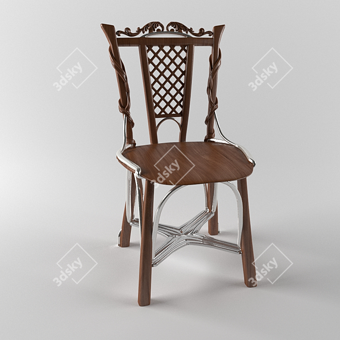 Handcrafted Wood Chair 3D model image 1