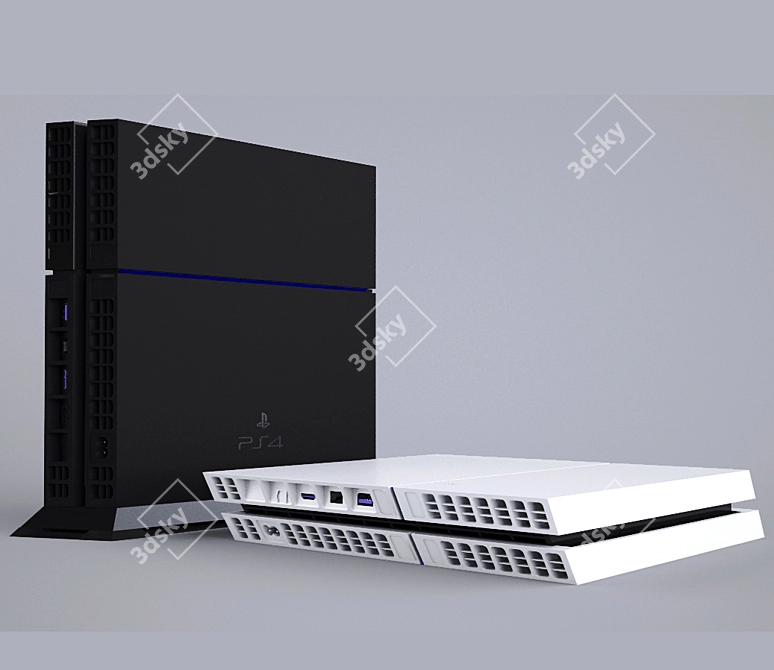 Ultimate Gaming Experience: Sony PS4 (Black+White) 3D model image 3