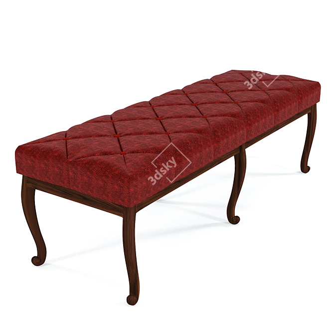 Elegant Crimson Leather Bench 3D model image 1