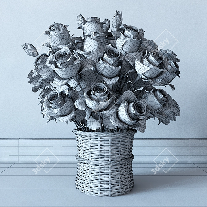 Elegant Rose Bouquet 3D model image 2