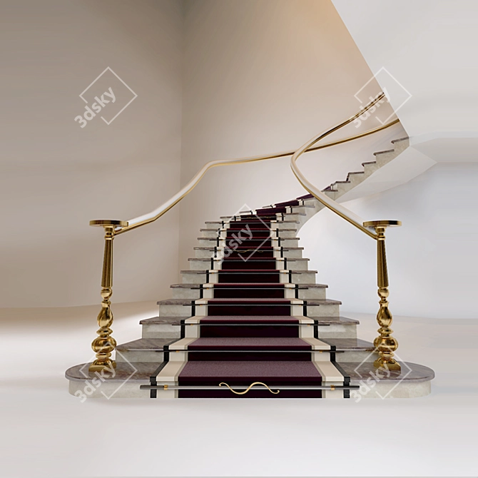 Stylish Stair Carpet - Classic 3D model image 1