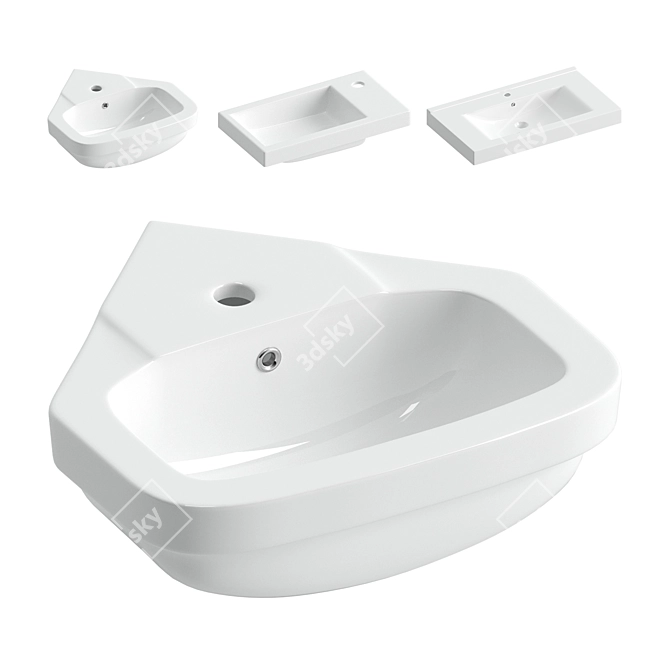 Elegant Porcelain Sinks Collection 3D model image 1